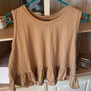 Super cute tan ruffled crop tank from Target.